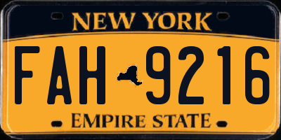 NY license plate FAH9216
