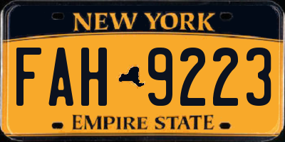 NY license plate FAH9223