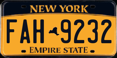 NY license plate FAH9232