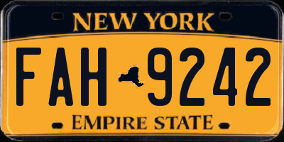 NY license plate FAH9242