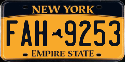 NY license plate FAH9253