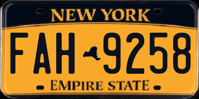 NY license plate FAH9258