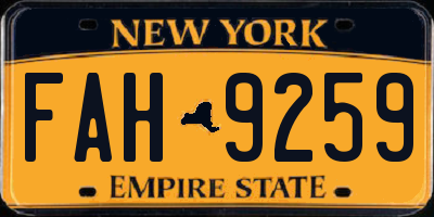NY license plate FAH9259