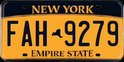 NY license plate FAH9279