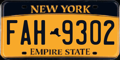 NY license plate FAH9302