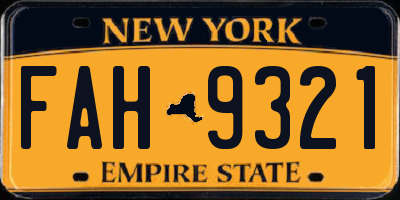 NY license plate FAH9321