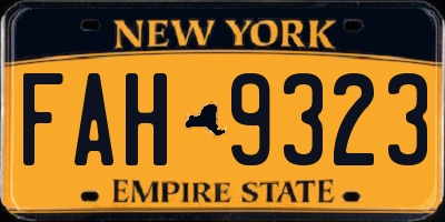 NY license plate FAH9323