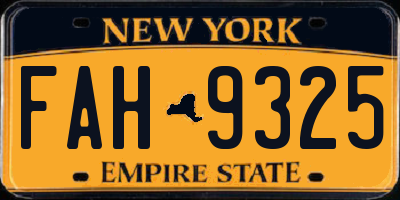 NY license plate FAH9325