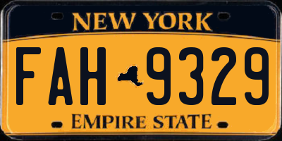 NY license plate FAH9329