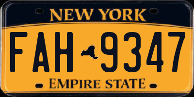 NY license plate FAH9347
