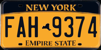 NY license plate FAH9374