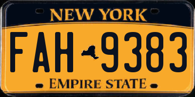 NY license plate FAH9383