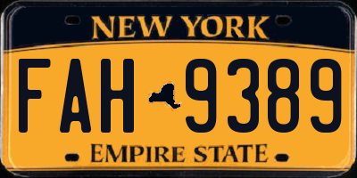NY license plate FAH9389