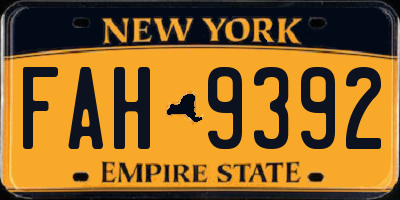 NY license plate FAH9392