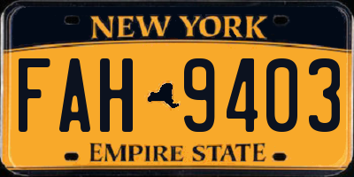 NY license plate FAH9403