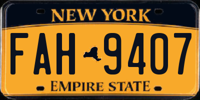 NY license plate FAH9407