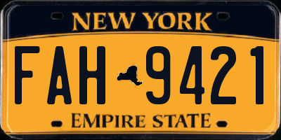 NY license plate FAH9421