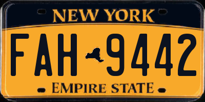 NY license plate FAH9442