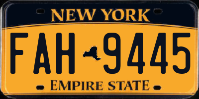 NY license plate FAH9445