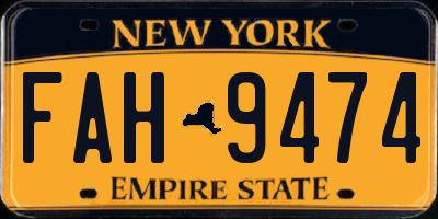 NY license plate FAH9474