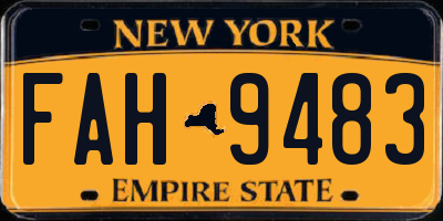 NY license plate FAH9483
