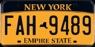 NY license plate FAH9489