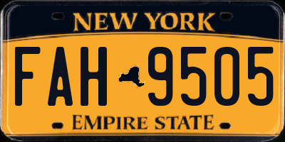 NY license plate FAH9505