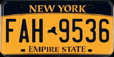 NY license plate FAH9536
