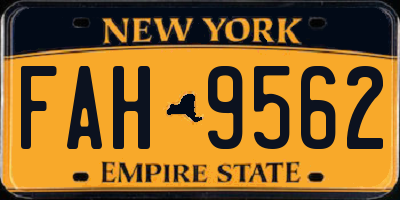 NY license plate FAH9562