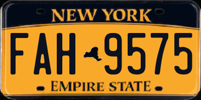NY license plate FAH9575