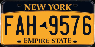 NY license plate FAH9576