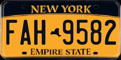 NY license plate FAH9582