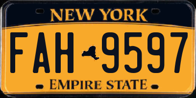 NY license plate FAH9597