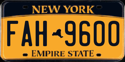 NY license plate FAH9600