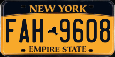 NY license plate FAH9608