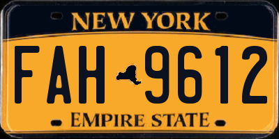 NY license plate FAH9612