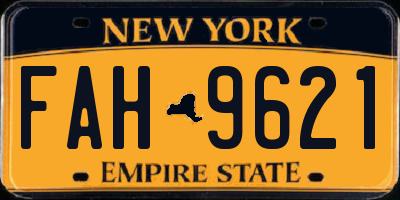 NY license plate FAH9621