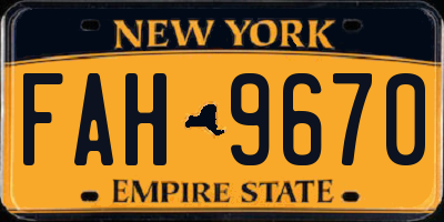 NY license plate FAH9670