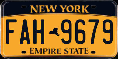 NY license plate FAH9679