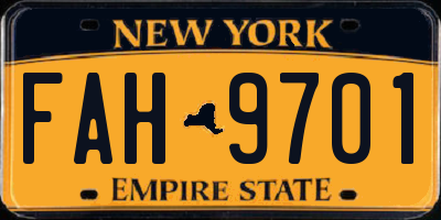 NY license plate FAH9701