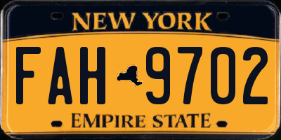 NY license plate FAH9702