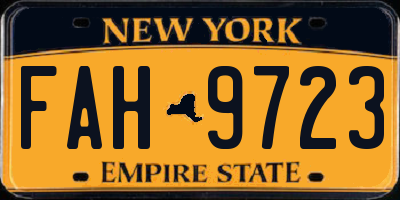 NY license plate FAH9723