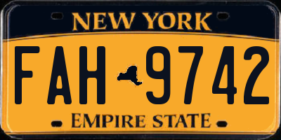 NY license plate FAH9742