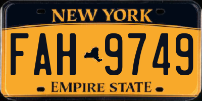 NY license plate FAH9749