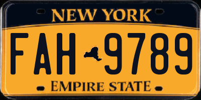 NY license plate FAH9789