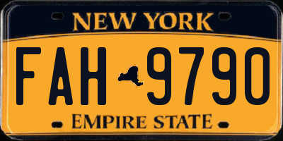 NY license plate FAH9790