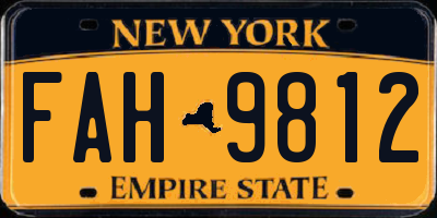 NY license plate FAH9812