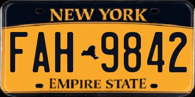 NY license plate FAH9842