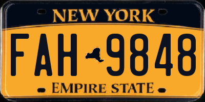 NY license plate FAH9848