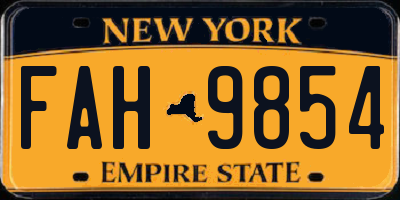 NY license plate FAH9854